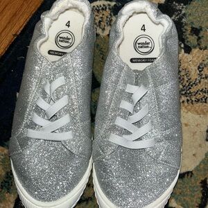 Wonder Nation Shimmering Silver Sneakers